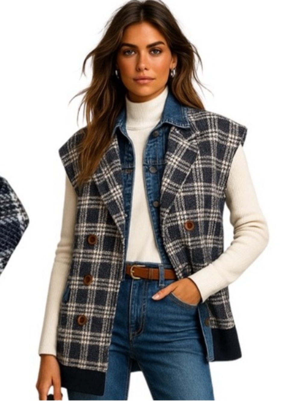 Veronica Beard Enzo Dickey Vest Ink Multi XS